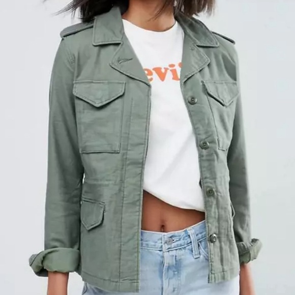Levi's Jackets & Blazers - Levi’s utility field cargo military army green cotton jacket large